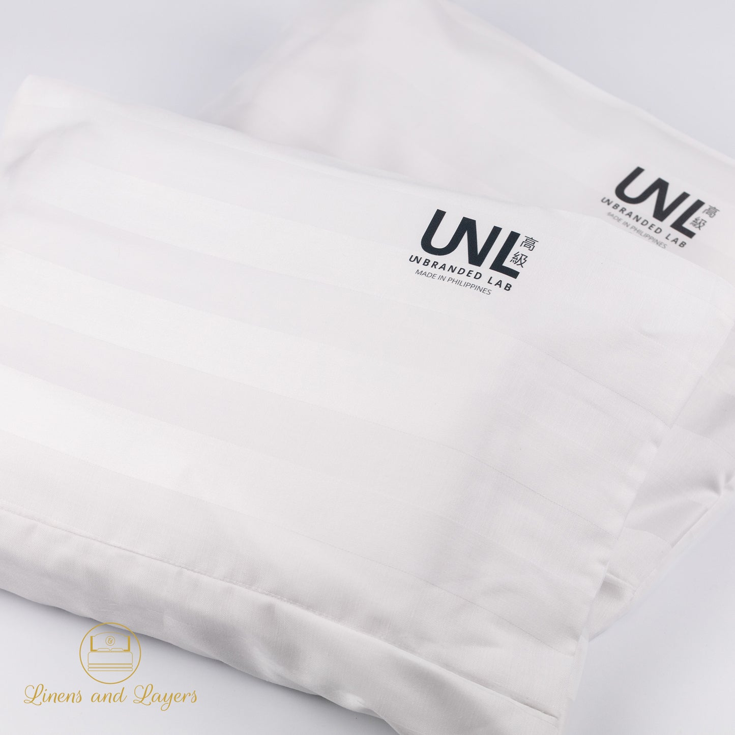 Unbranded Lab Bedding Set / Fitted Sheet / Bed Sheet / White Stripes Sheet with Pillowcase - 250 Thread Count