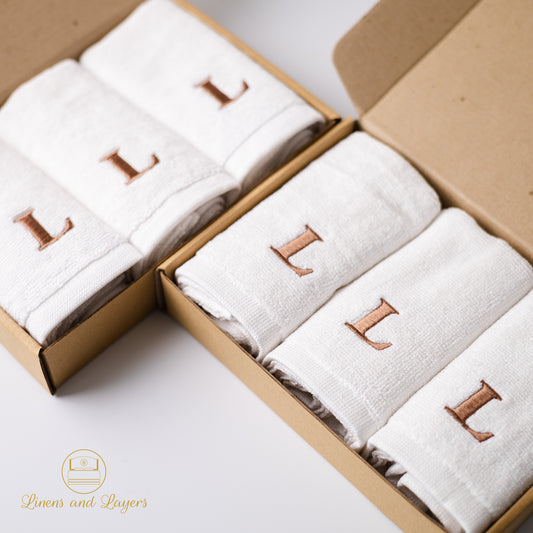 Gift Box - Personalized Luxe Face Towel with Single Letter Initial (~600 GSM)