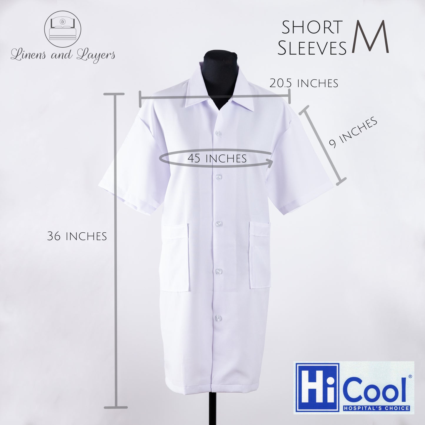Hi Cool White Unisex Laboratory Coat / Gown for Adult