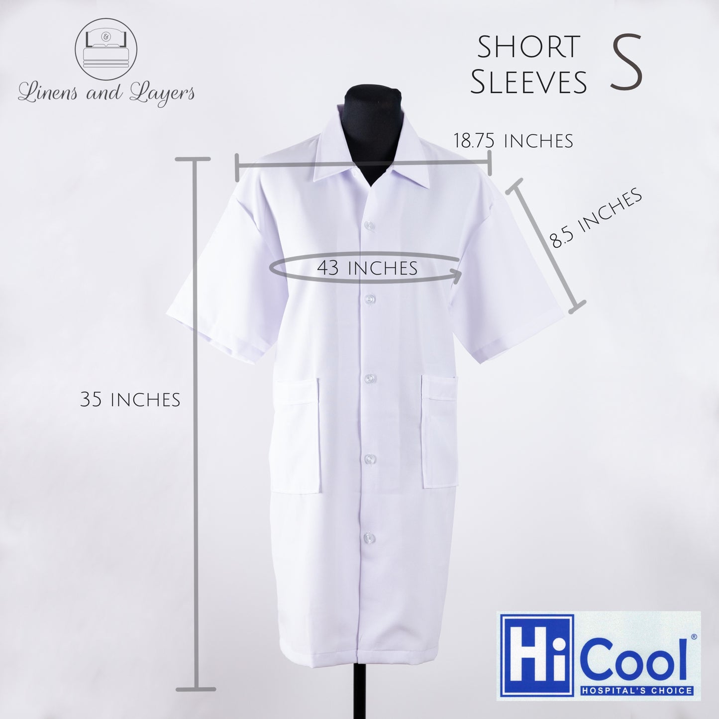 Hi Cool White Unisex Laboratory Coat / Gown for Adult
