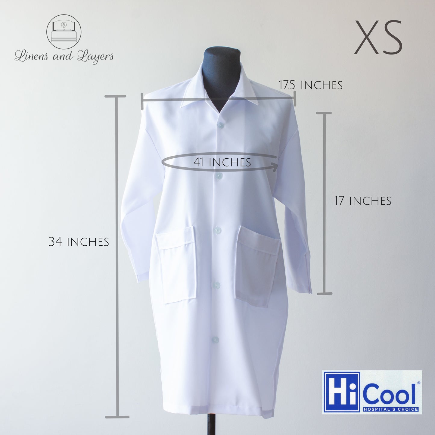 Hi Cool White Unisex Laboratory Coat / Gown for Adult