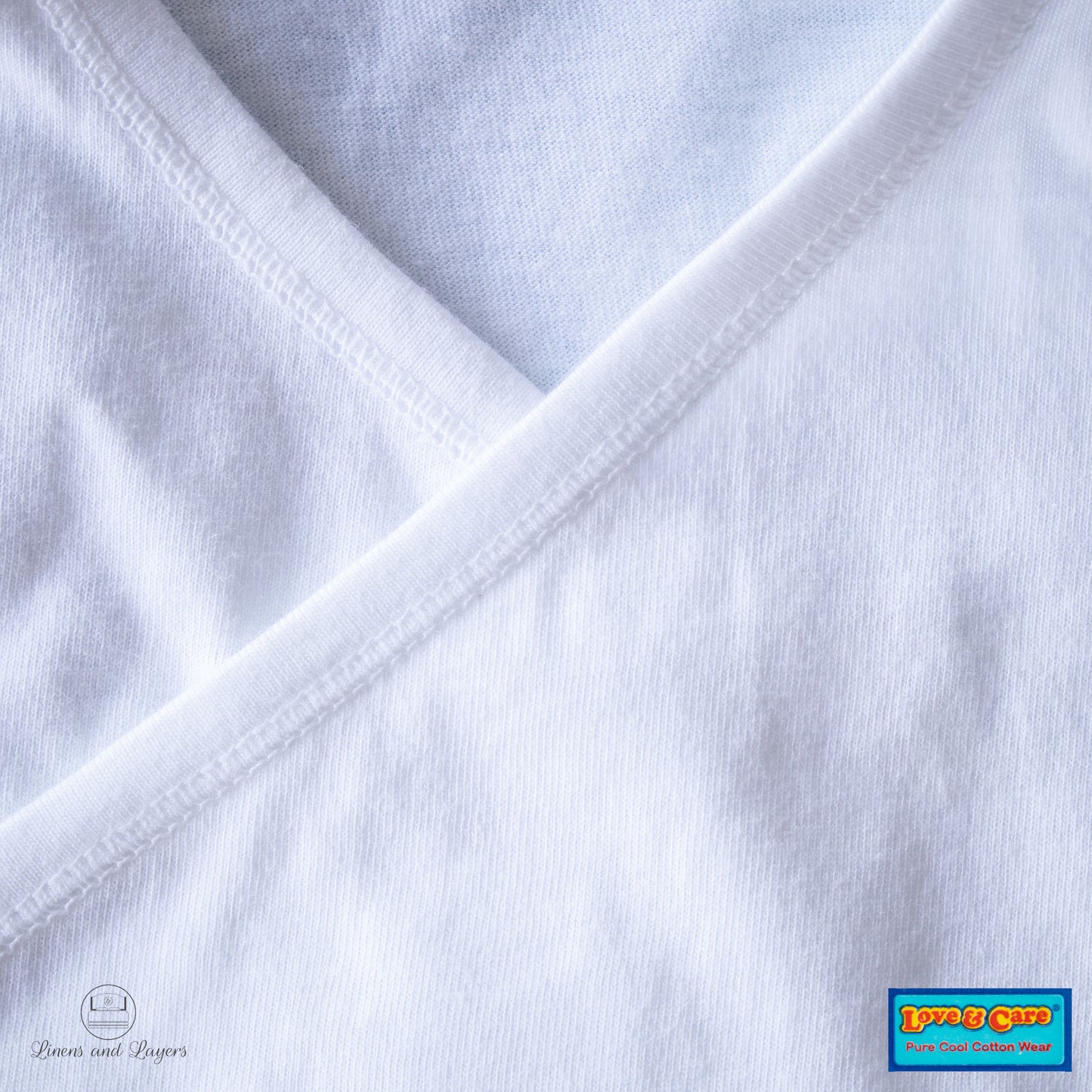 Love & Care - White Pure Cotton Newborn Baby Tie-side - Short Sleeves