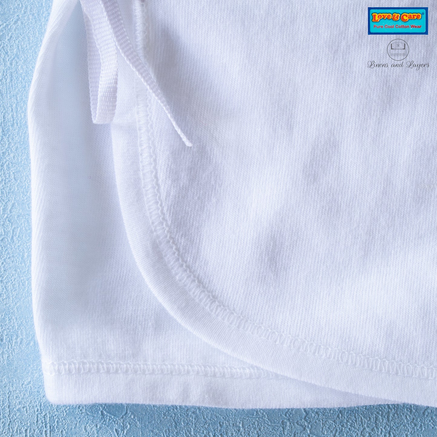 Love & Care - White Pure Cotton Newborn Baby Tie-side - Short Sleeves