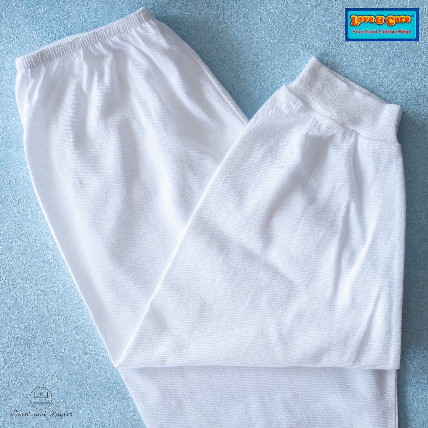 Love & Care - White Pure Cotton Newborn Baby Pajama Pants
