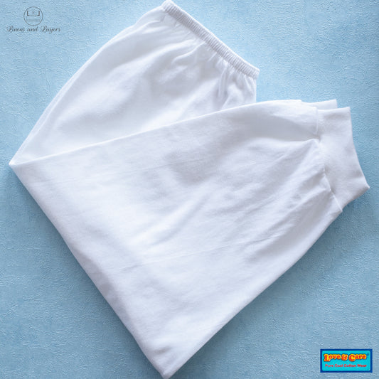 Love & Care -  White Pure Cotton Newborn Baby Pajama Pants