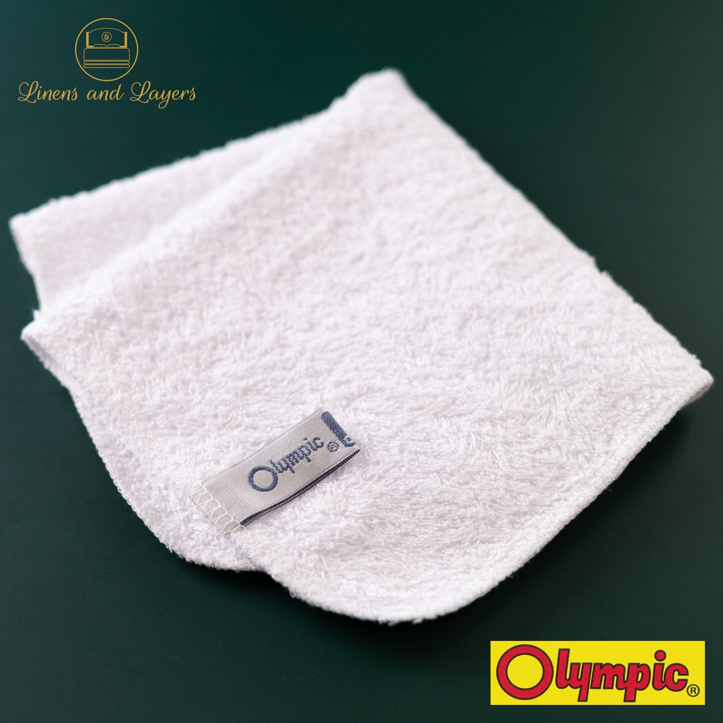 Olympic White Face Towel (430 GSM) - DK-1212 Terrycloth - 12x12 inches