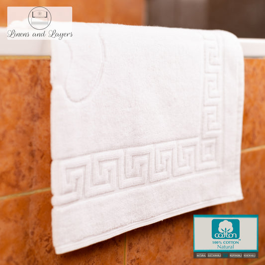 Hotel Quality White Foot Towel / Bath Mat / Floor Towel (775 GSM) - Pure Cotton - 20x30 inches