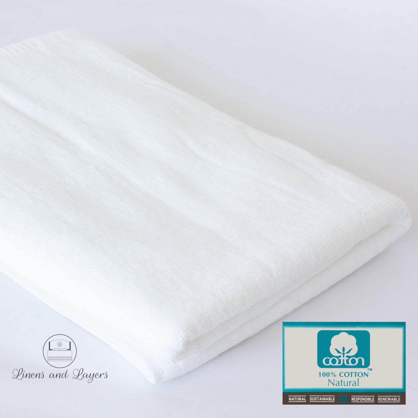 Hotel Quality White Bath Towel / Bath Sheet (560 GSM) - Pure Cotton Terrycloth - 36x60 inches