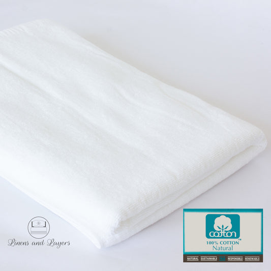 Hotel Quality White Bath Towel / Bath Sheet (560 GSM) - Pure Cotton Terrycloth - 36x60 inches