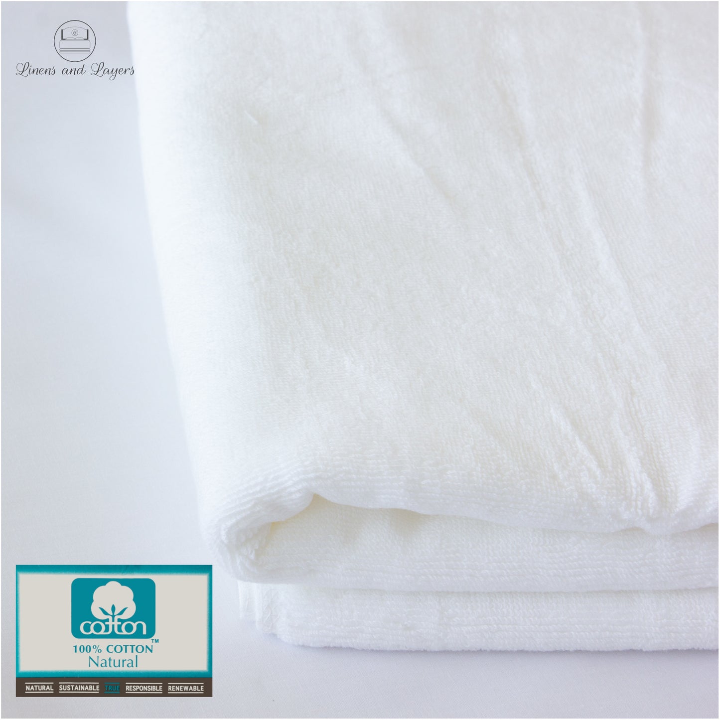 Hotel Quality White Bath Towel (553 GSM) - Pure Cotton Terrycloth - 27x55 inches