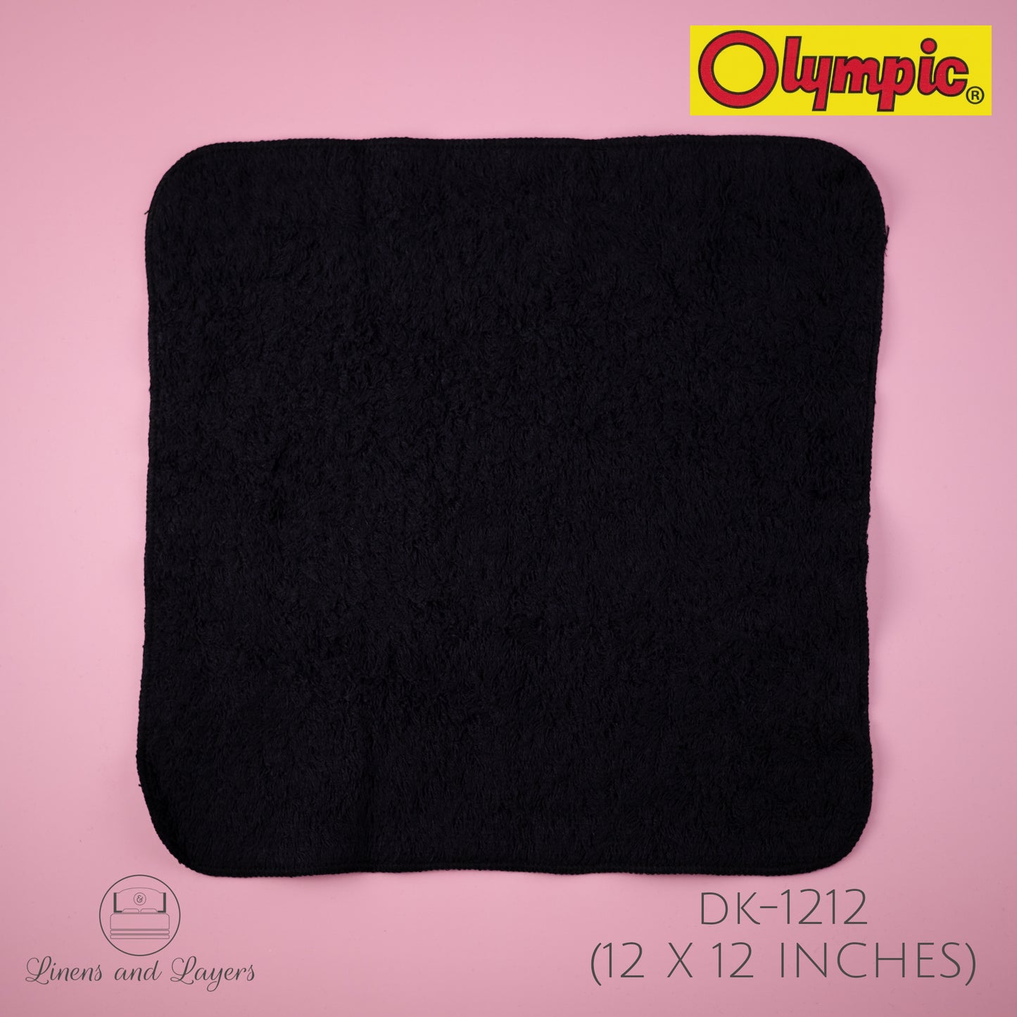 Olympic Black Face Towel / Salon Towel / Spa Towel (430 GSM) - DK-1212 Terrycloth - 12x12 inches