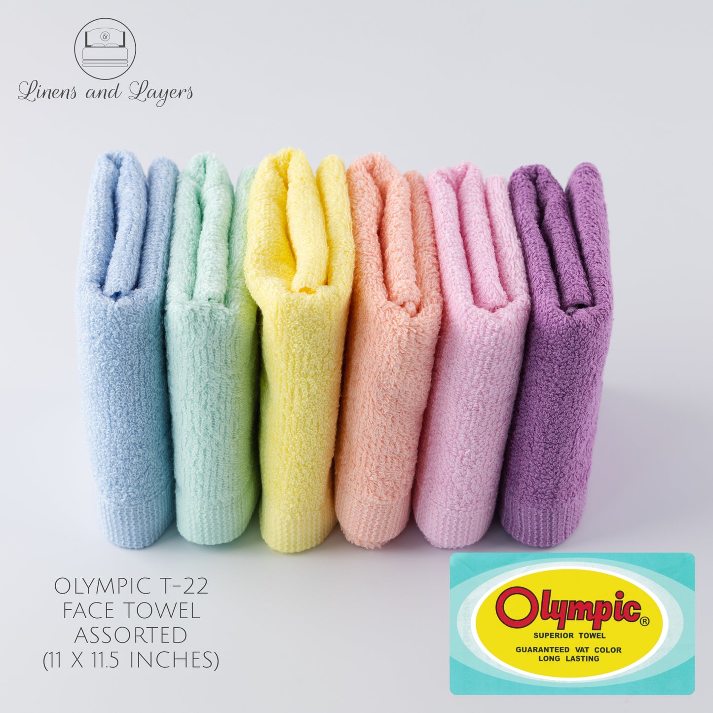 Olympic Face Towel (256 GSM) - T22 Terrycloth - 11x11.5 inches