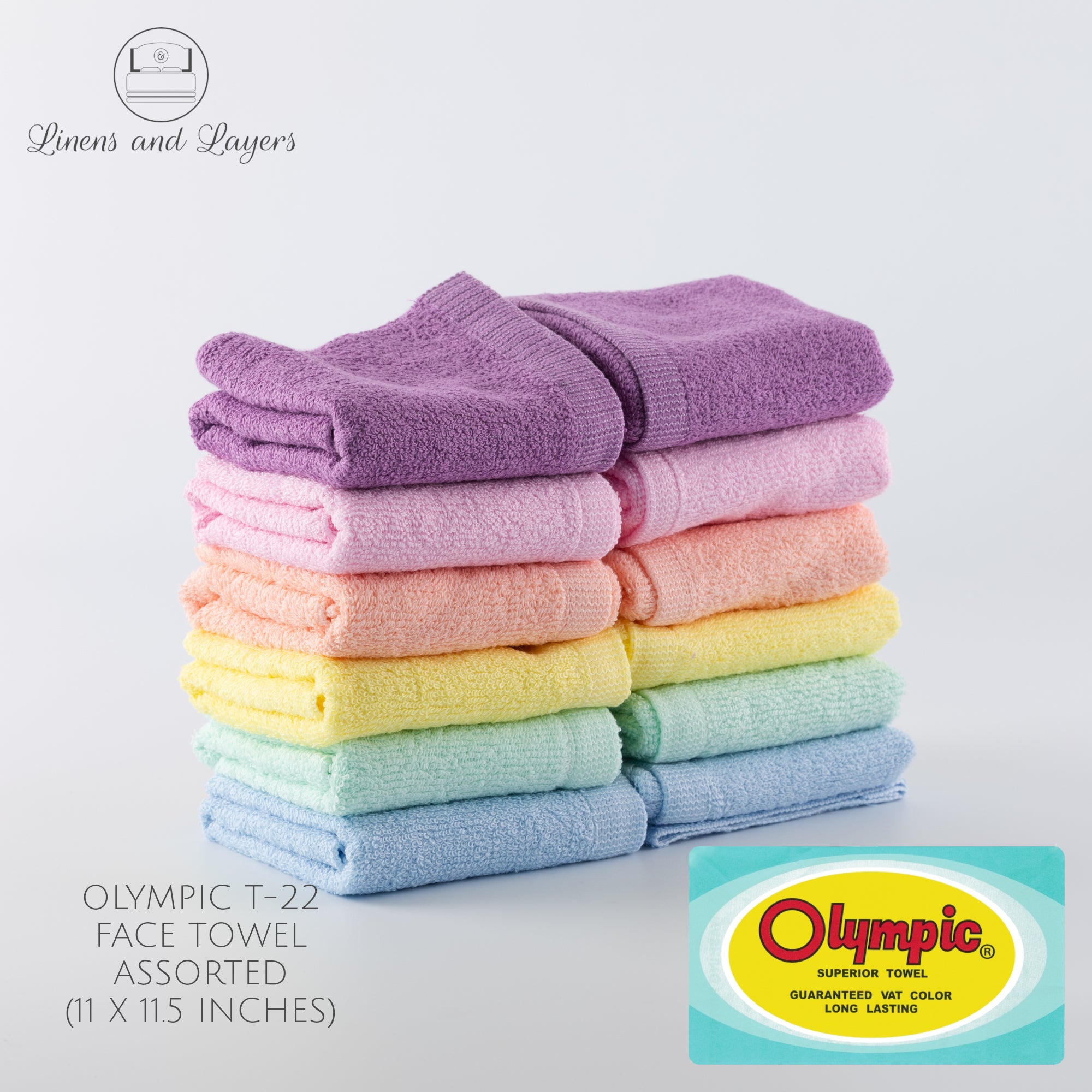 Olympic Face Towel (256 GSM) - T22 Terrycloth - 11x11.5 inches