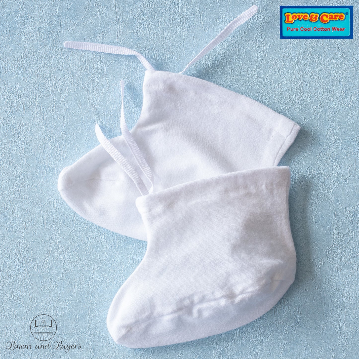 Love & Care - White Pure Cotton Newborn Baby Booties with Lace