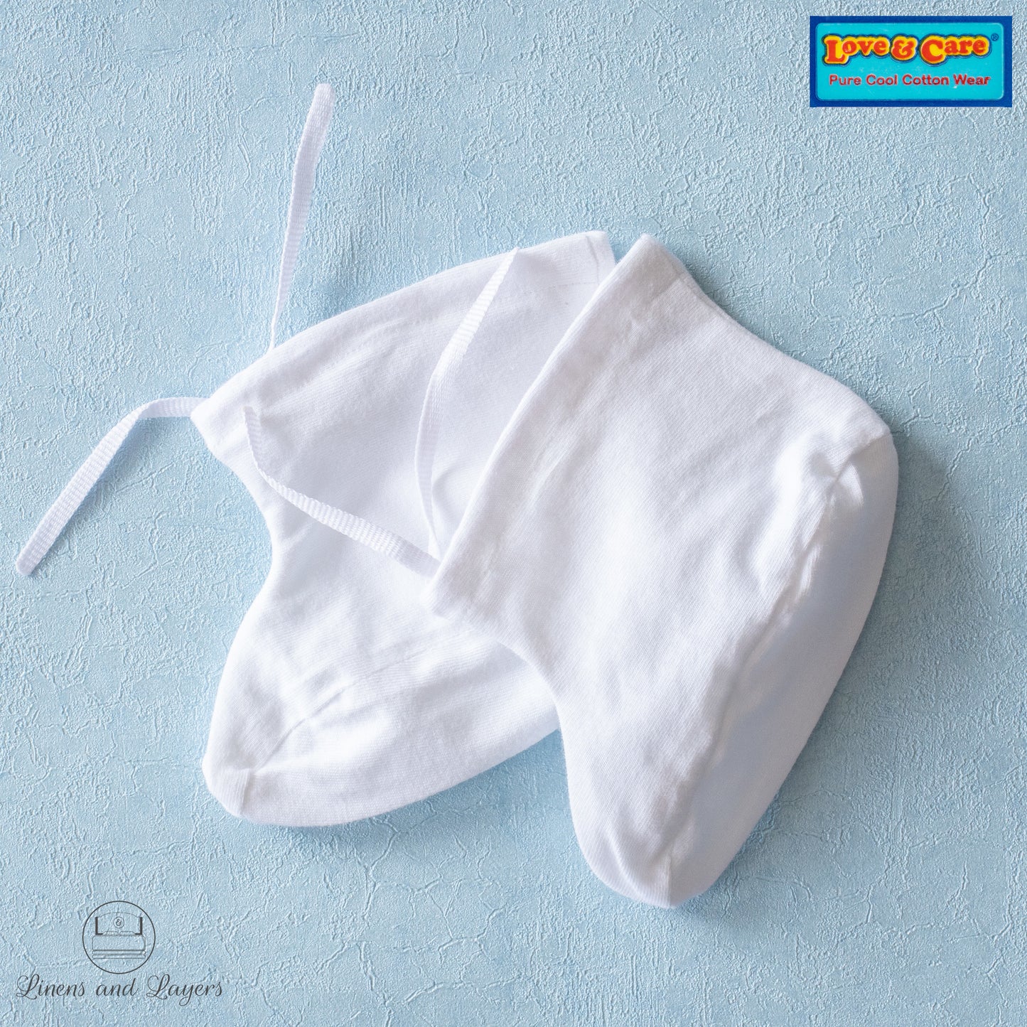 Love & Care - White Pure Cotton Newborn Baby Booties with Lace