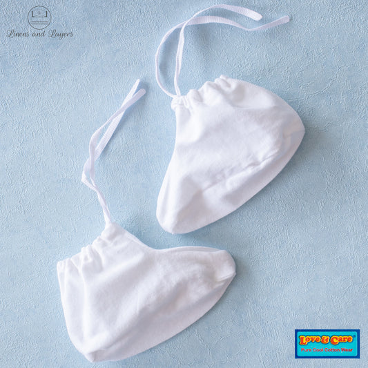Love & Care - White Pure Cotton Newborn Baby Booties with Lace
