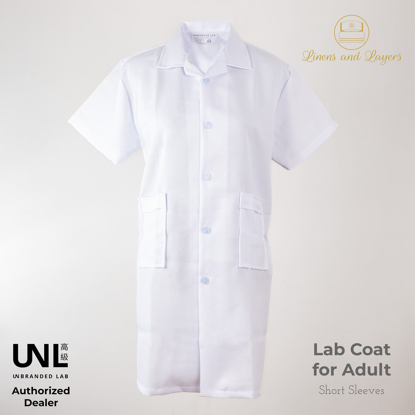 Unbranded Lab White Short Sleeves Unisex Lab Coat / Lab Gown / Laboratory Coat for Adult