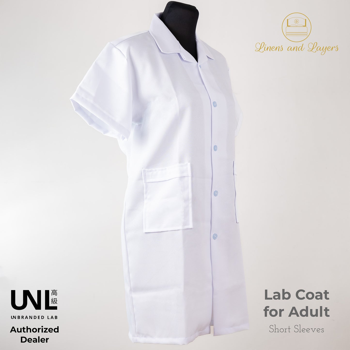 Unbranded Lab White Short Sleeves Unisex Lab Coat / Lab Gown / Laboratory Coat for Adult