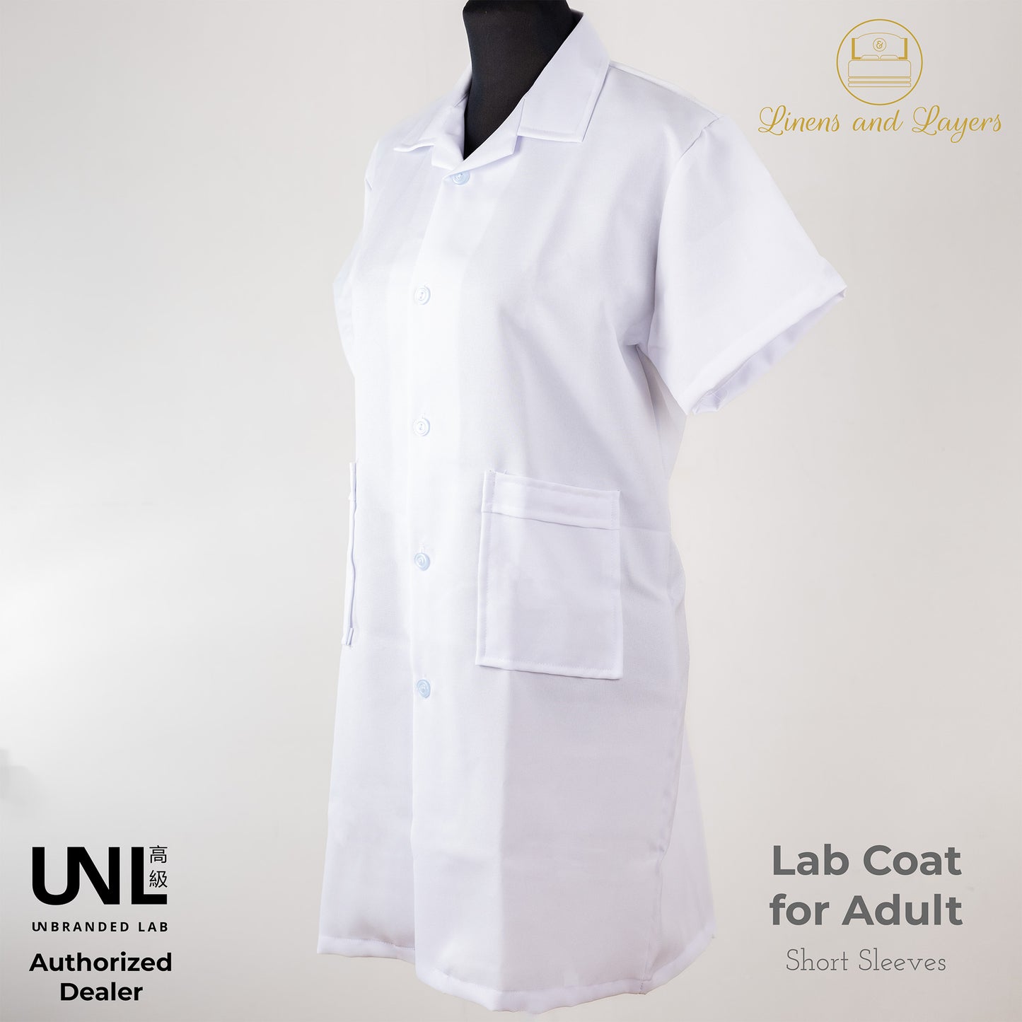 Unbranded Lab White Short Sleeves Unisex Lab Coat / Lab Gown / Laboratory Coat for Adult