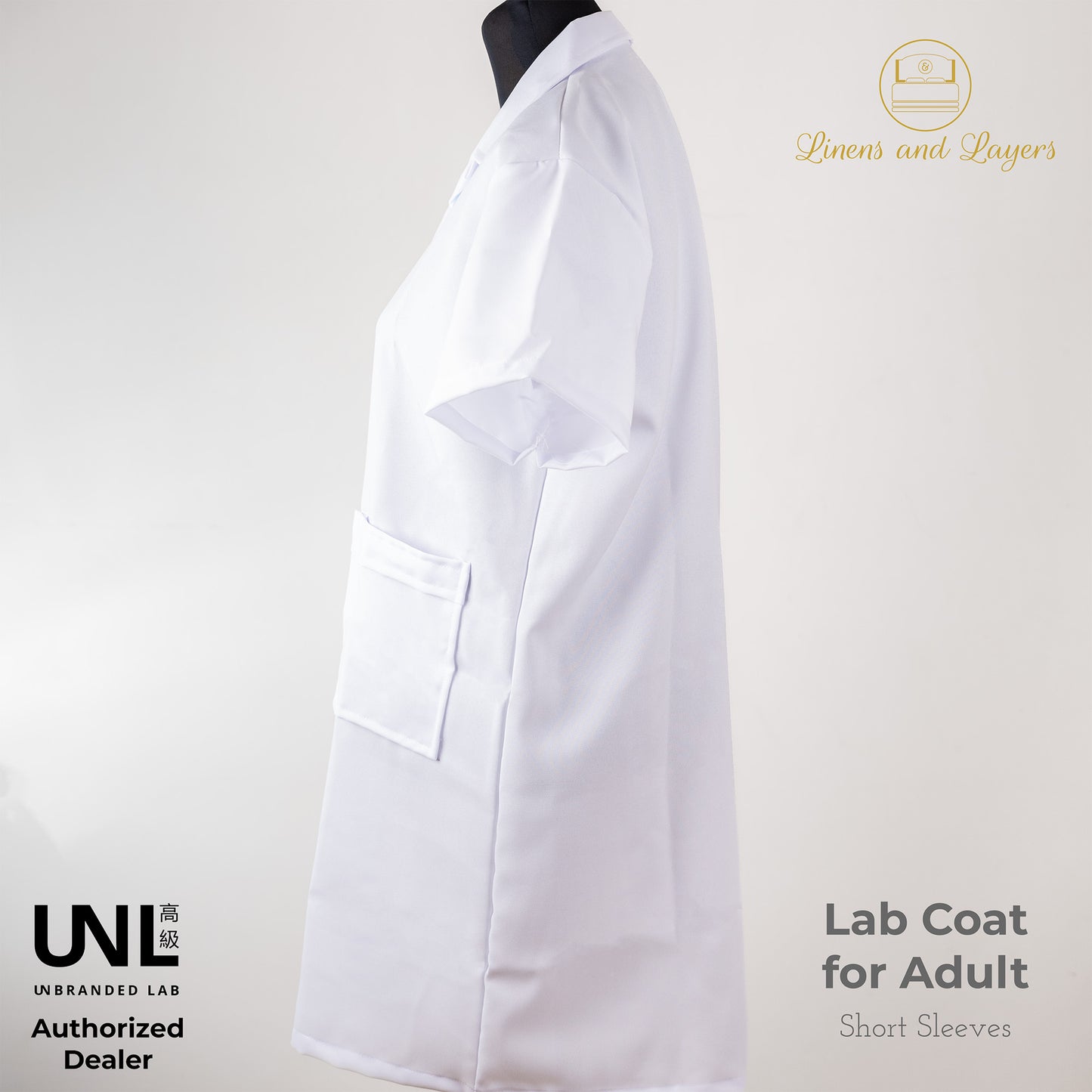 Unbranded Lab White Short Sleeves Unisex Lab Coat / Lab Gown / Laboratory Coat for Adult