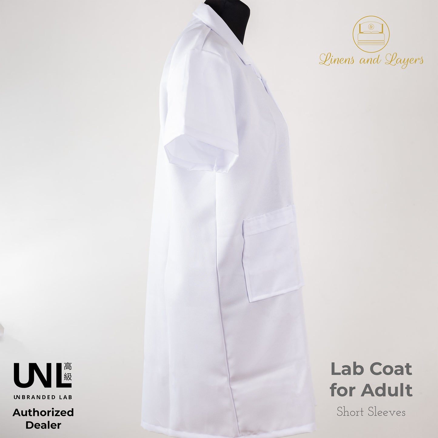 Unbranded Lab White Short Sleeves Unisex Lab Coat / Lab Gown / Laboratory Coat for Adult