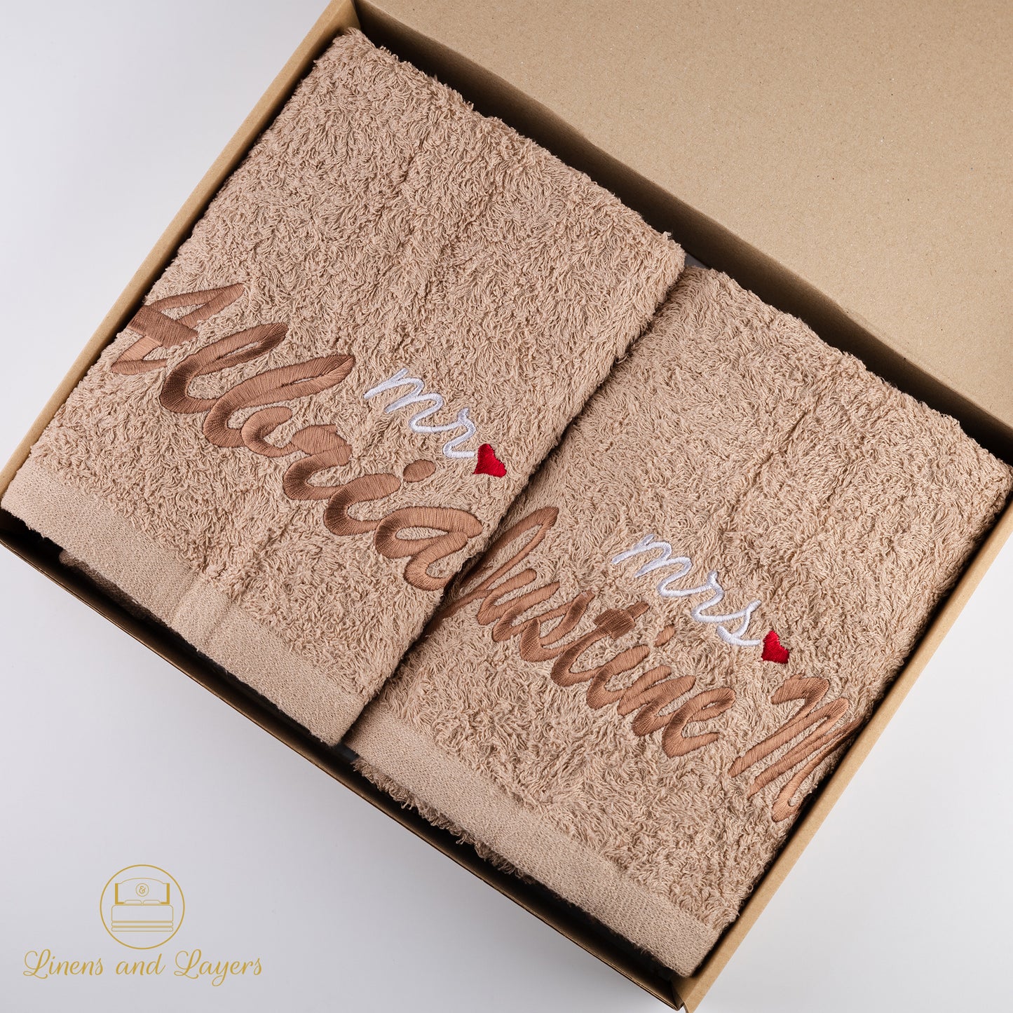 Gift Box - Personalized Couples Lounge Bath Towel (~500 GSM)