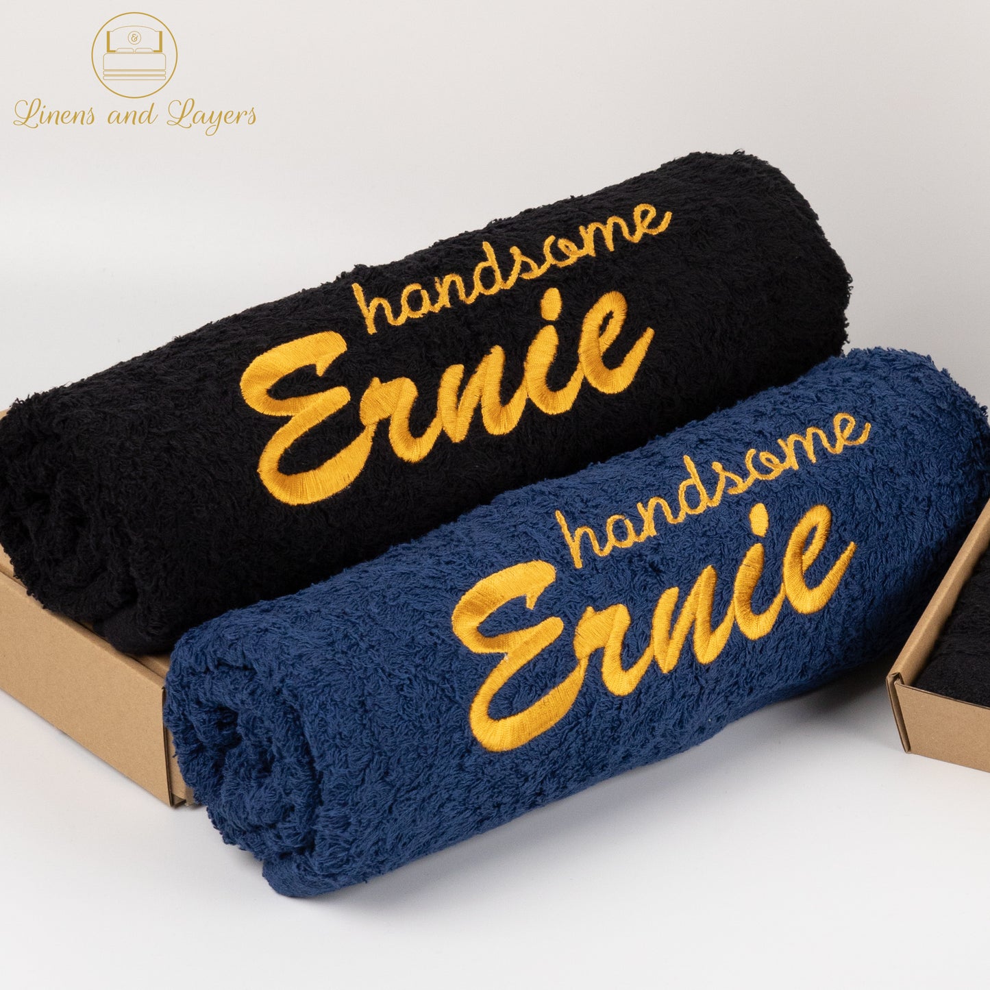 Gift Box - Personalized Lounge Bath Towel with Title and Name (~500 GSM)