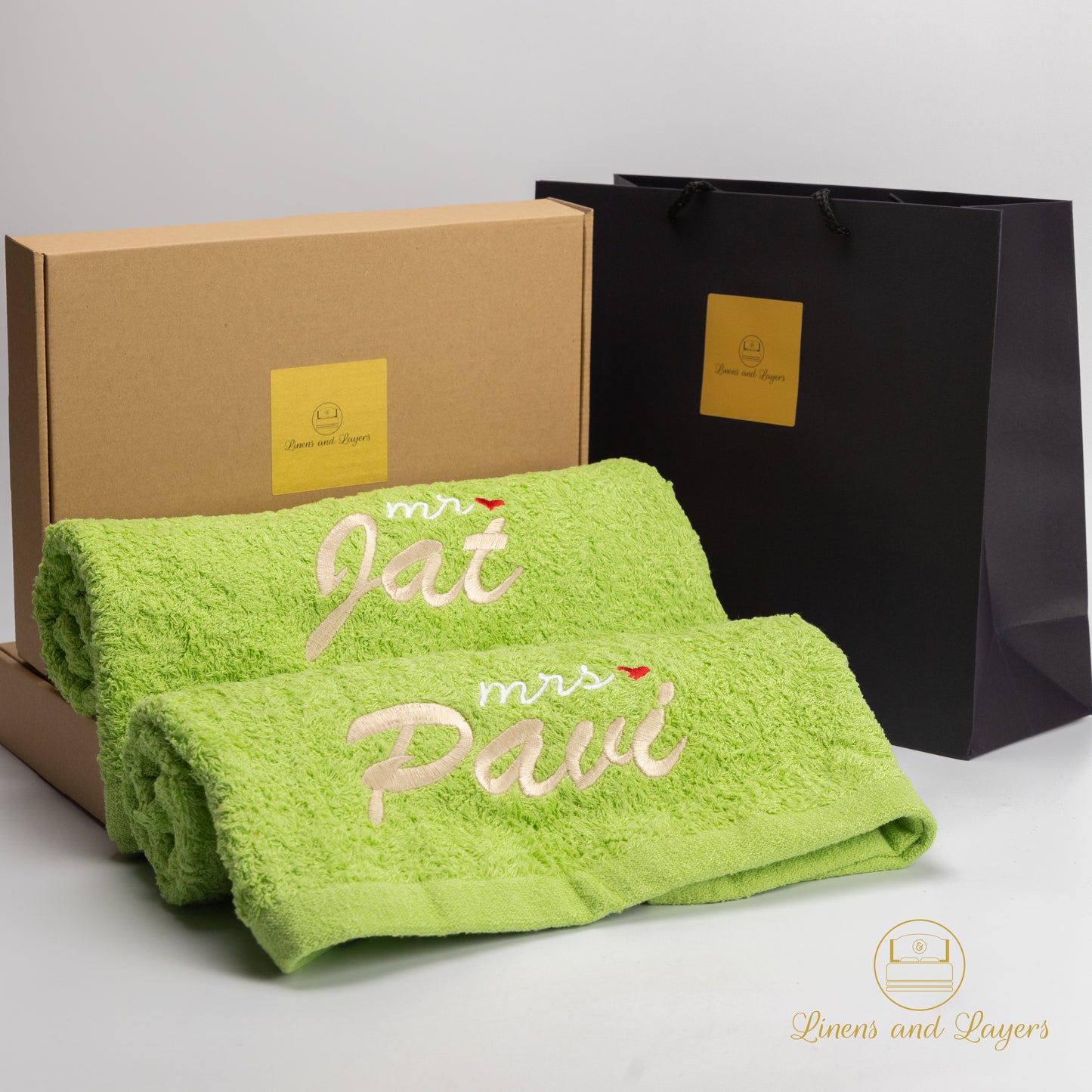 Gift Box - Personalized Couples Lounge Bath Towel (~500 GSM)