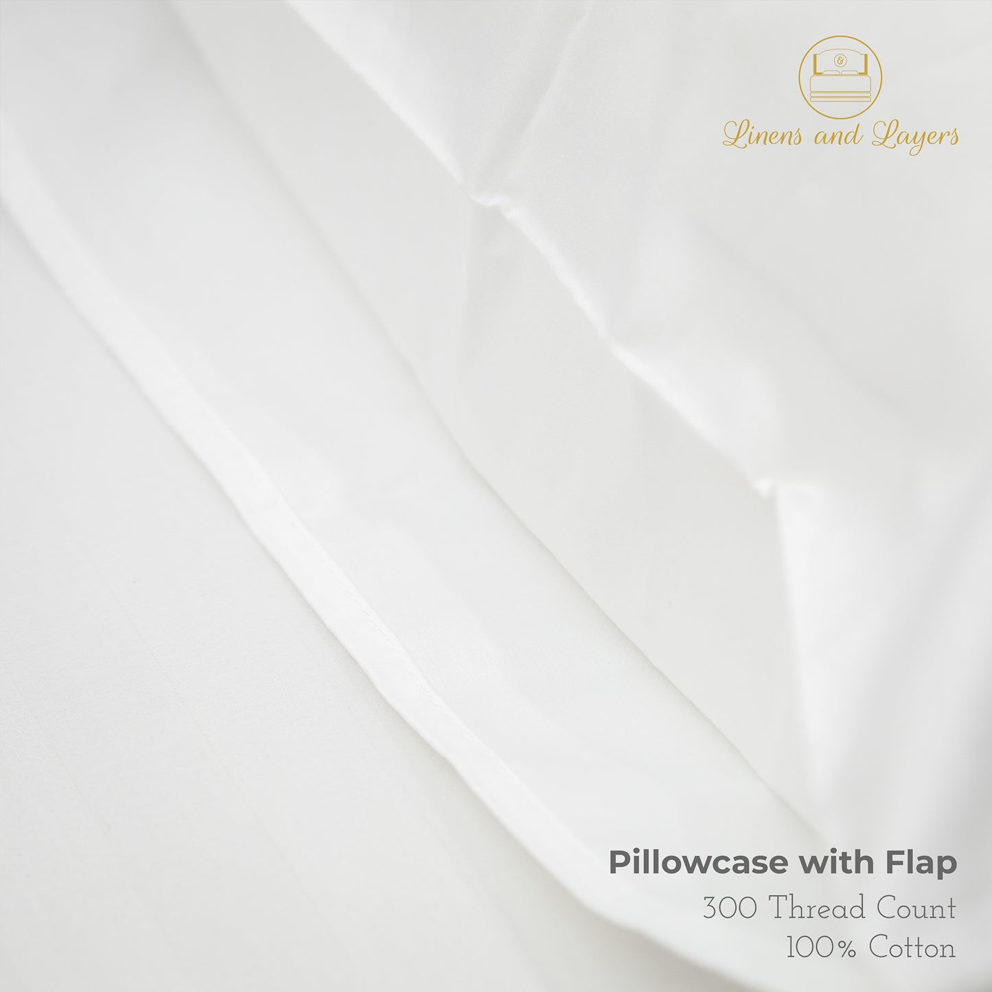 White Hotel Pillowcase with Flap / Overlap - 100% Cotton - 300 TC