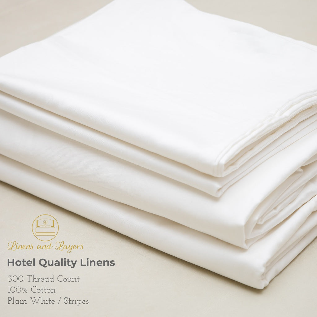 White Hotel Quality Flat Sheet - 100% Cotton - 300 TC