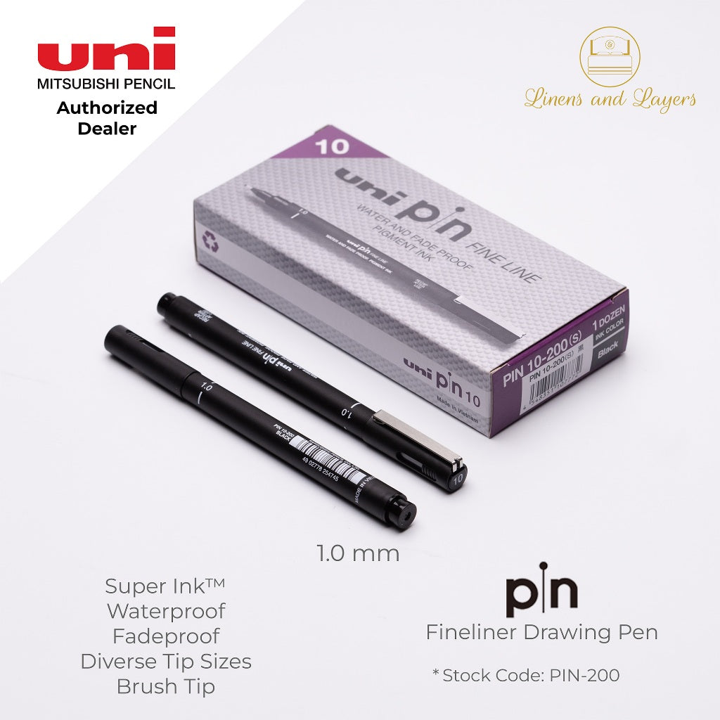 Uni Pin Fineliner Drawing Pen (Felt Tip) - PIN-200 - 0.03mm to 1.2mm