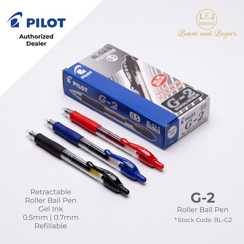 Pilot G-2 Retractable Roller Ball Pen (Gel Ink) - BL-G2 - 0.5mm | 0.7mm