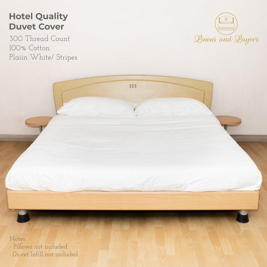 White Hotel Quality Duvet Cover - 100% Cotton - 300 TC