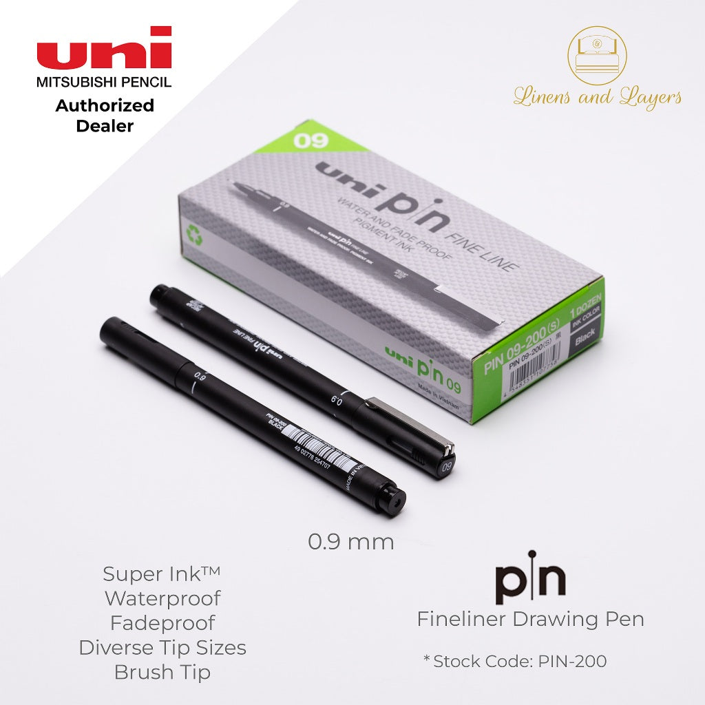 Uni Pin Fineliner Drawing Pen (Felt Tip) - PIN-200 - 0.03mm to 1.2mm