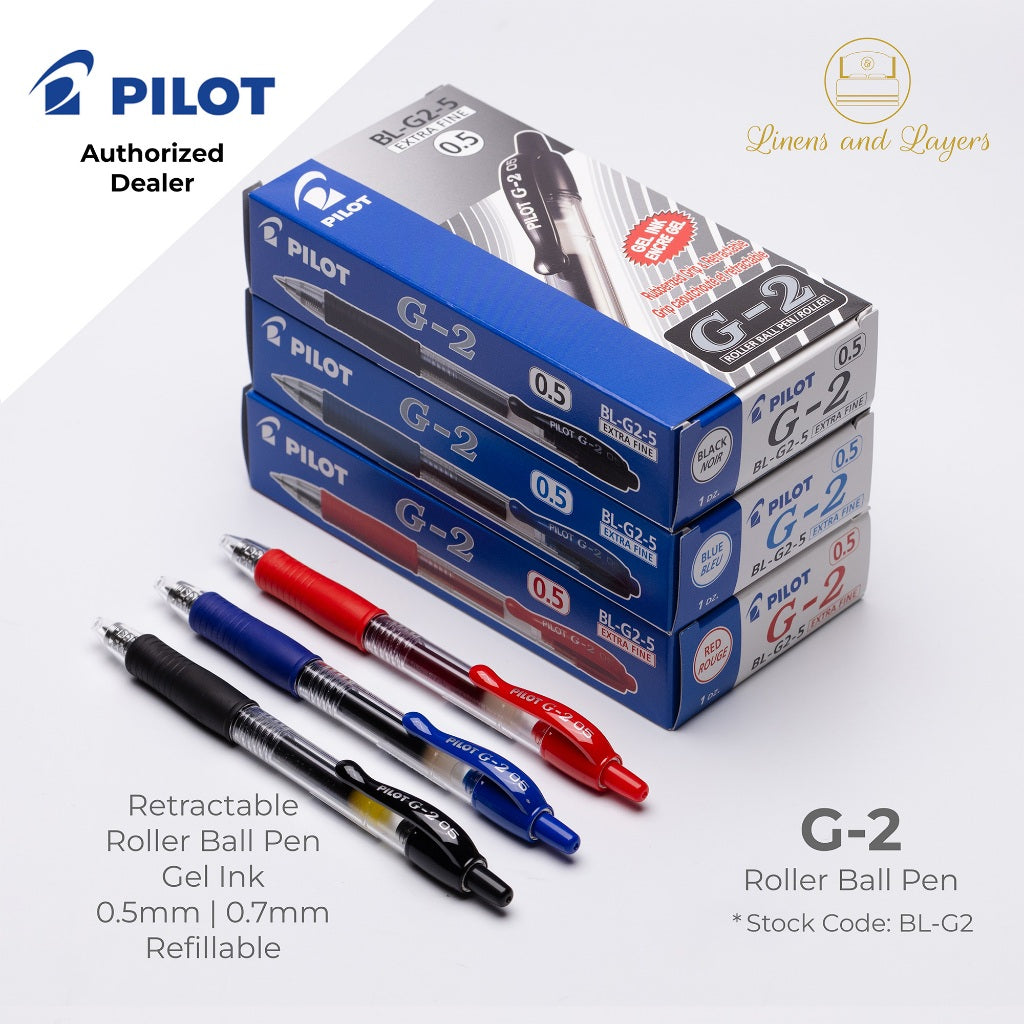 Pilot G-2 Retractable Roller Ball Pen (Gel Ink) - BL-G2 - 0.5mm | 0.7mm