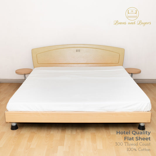 White Hotel Quality Flat Sheet - 100% Cotton - 300 TC