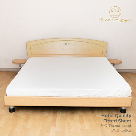 White Hotel Quality Fitted Sheet - 100% Cotton - 300 TC