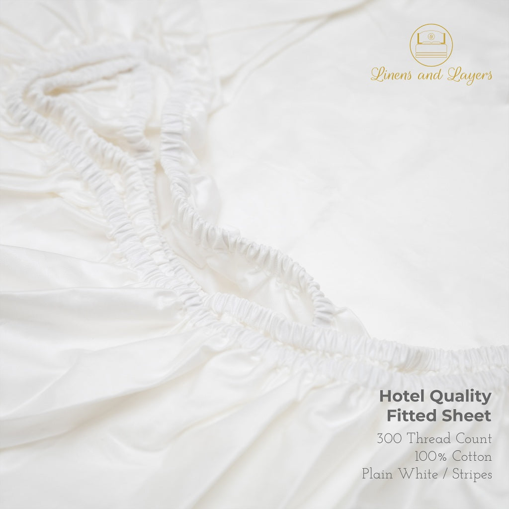 White Hotel Quality Fitted Sheet - 100% Cotton - 300 TC