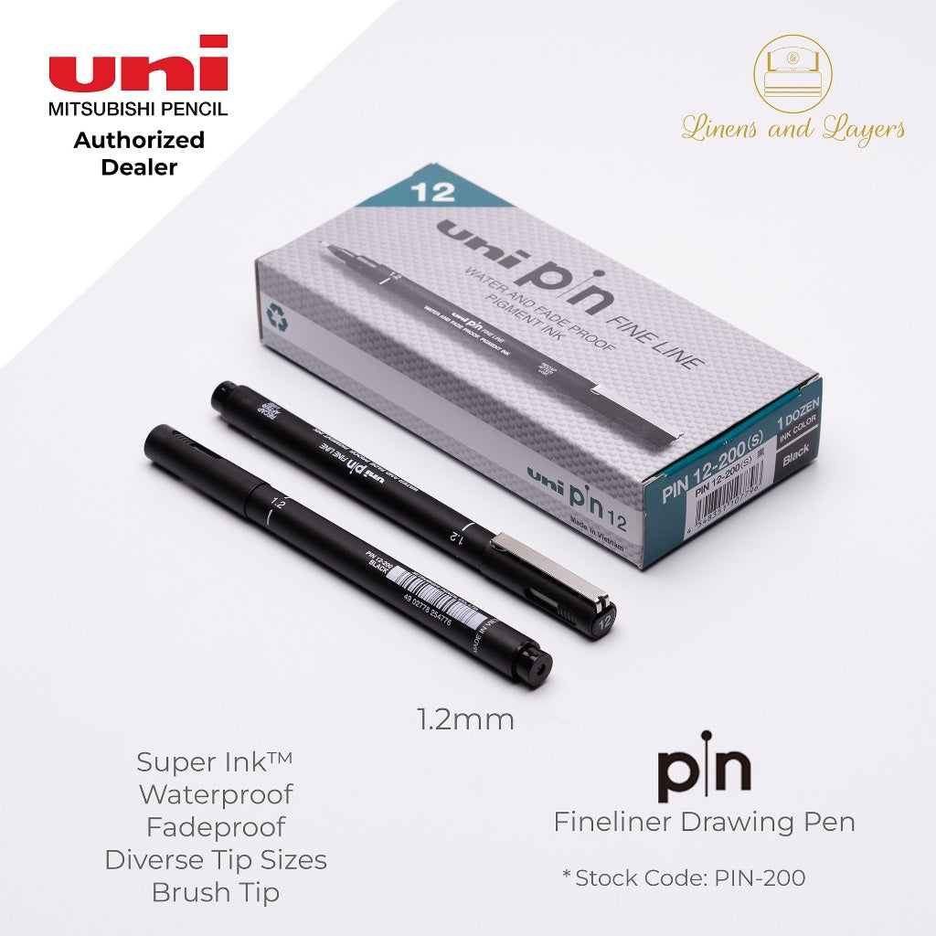 Uni Pin Fineliner Drawing Pen (Felt Tip) - PIN-200 - 0.03mm to 1.2mm