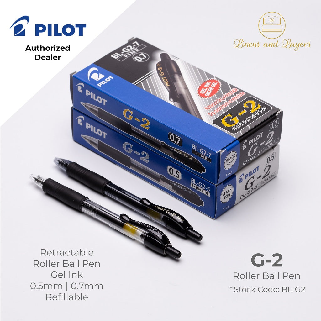 Pilot G-2 Retractable Roller Ball Pen (Gel Ink) - BL-G2 - 0.5mm | 0.7mm