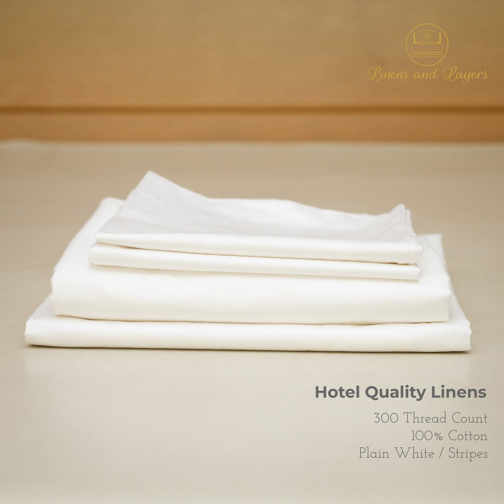 White Hotel Quality Flat Sheet - 100% Cotton - 300 TC