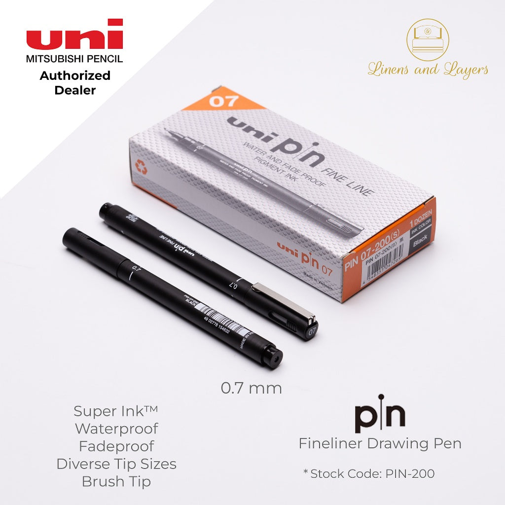 Uni Pin Fineliner Drawing Pen (Felt Tip) - PIN-200 - 0.03mm to 1.2mm