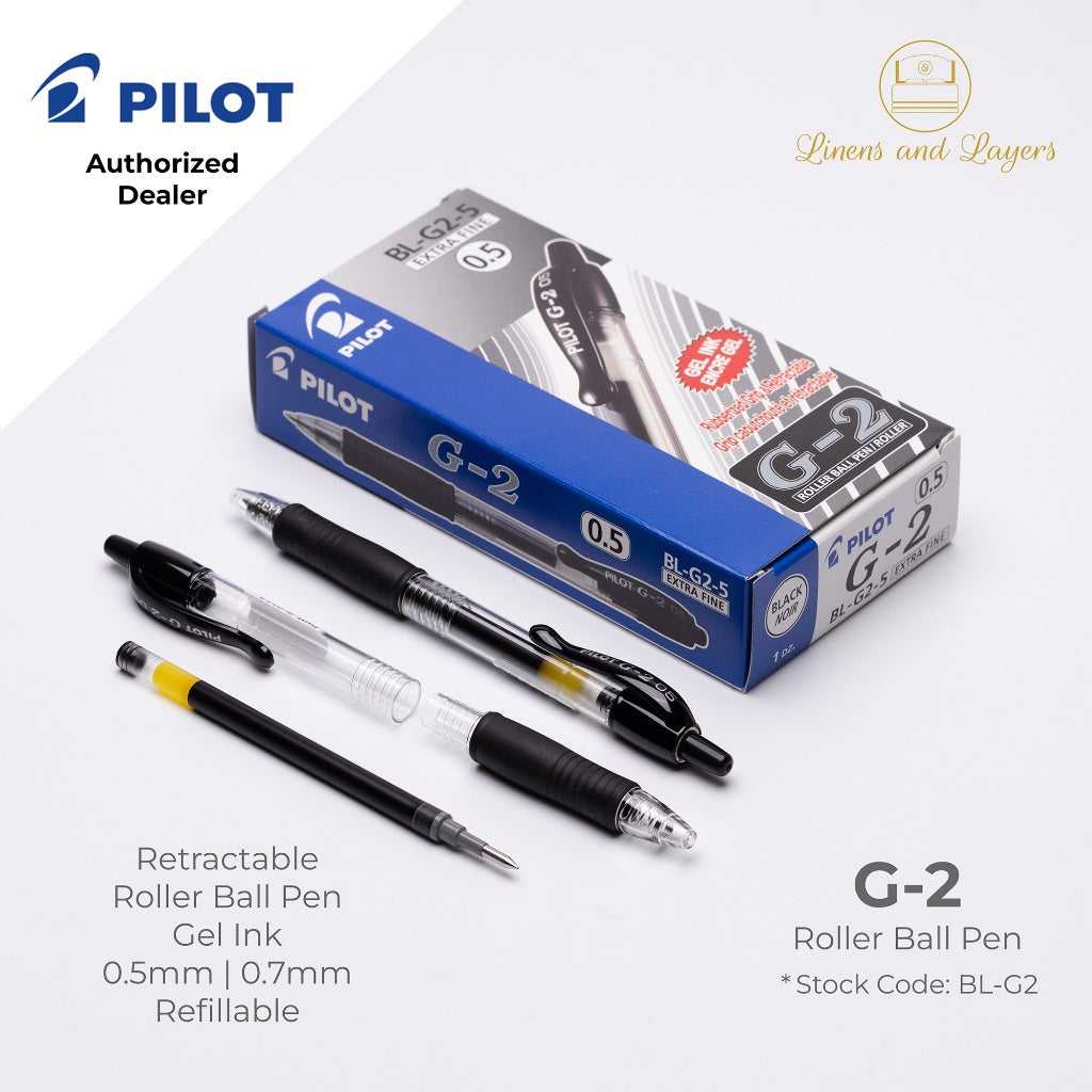 Pilot G-2 Retractable Roller Ball Pen (Gel Ink) - BL-G2 - 0.5mm | 0.7mm