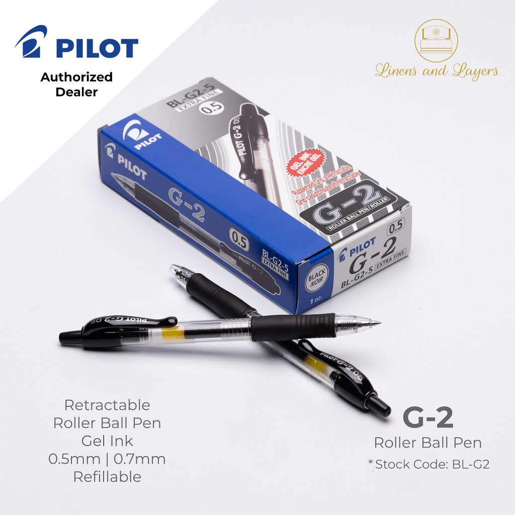 Pilot G-2 Retractable Roller Ball Pen (Gel Ink) - BL-G2 - 0.5mm | 0.7mm