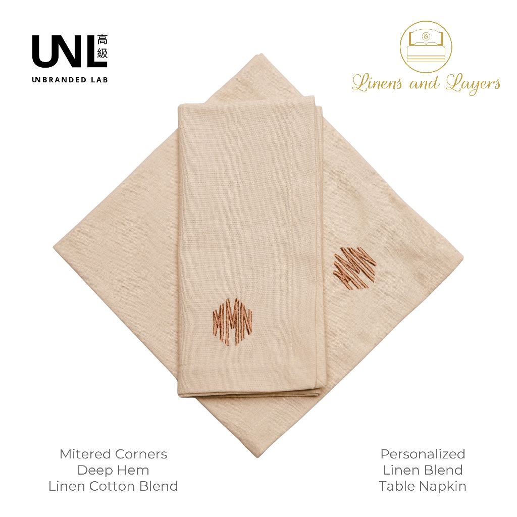 Personalized Unbranded Lab Fabric Dinner Table Napkin - Linen Cotton Blend - 16x16 inches