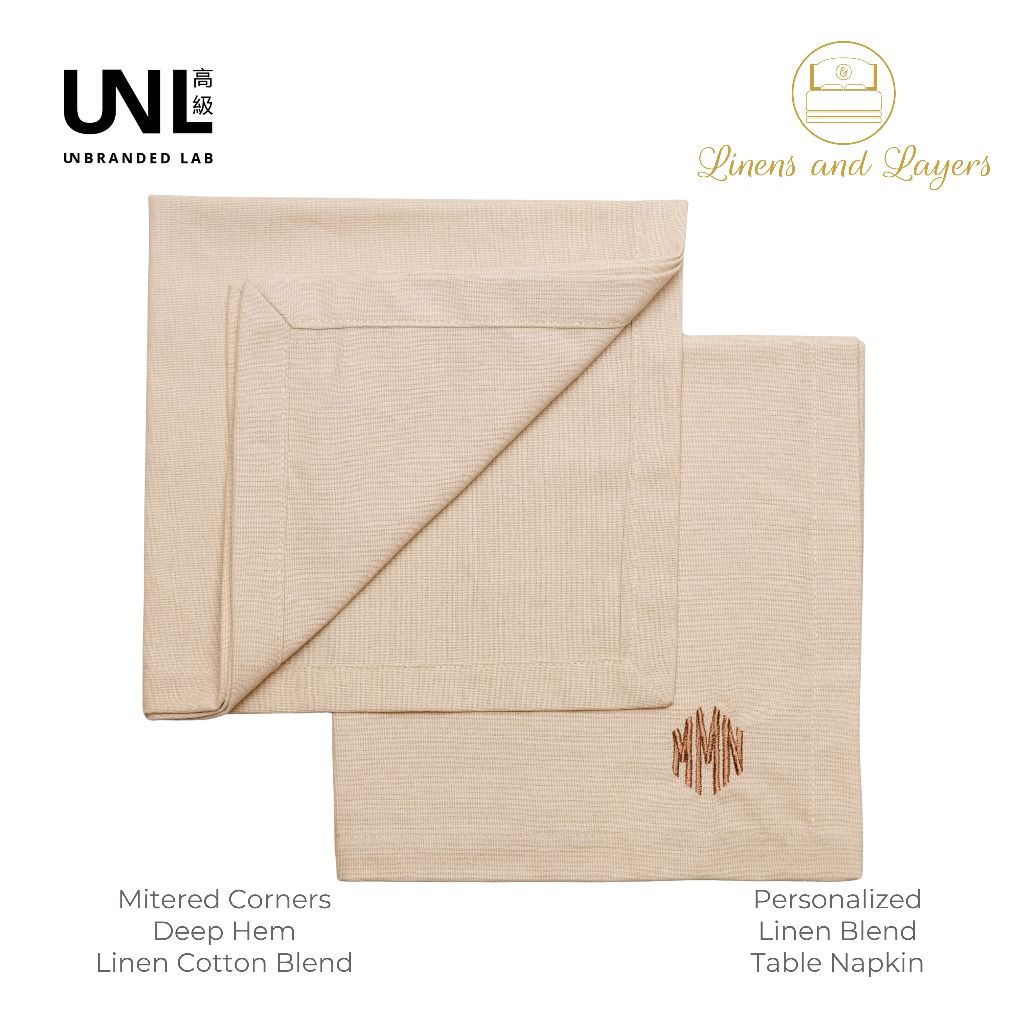 Personalized Unbranded Lab Fabric Dinner Table Napkin - Linen Cotton Blend - 22x22 inches