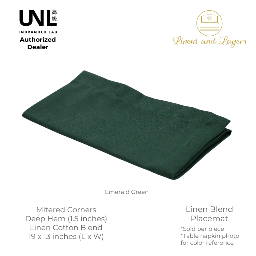 Unbranded Lab - Linen Placemat (w/ Deep Hem and Mitered Corners) - 19x13 inches - 1pc