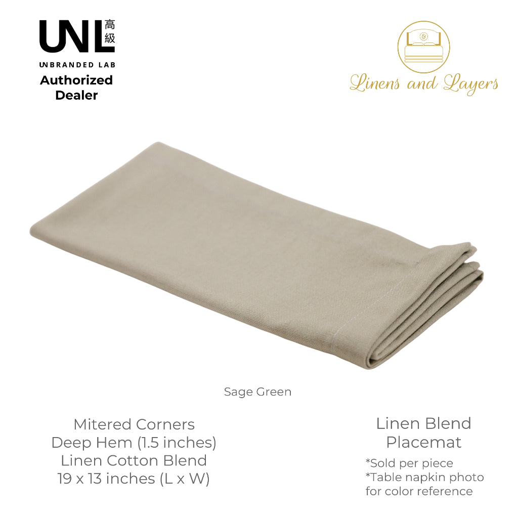 Unbranded Lab - Linen Placemat (w/ Deep Hem and Mitered Corners) - 19x13 inches - 1pc
