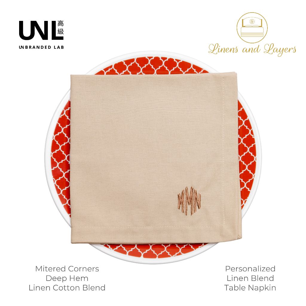 Personalized Unbranded Lab Fabric Dinner Table Napkin - Linen Cotton Blend - 16x16 inches