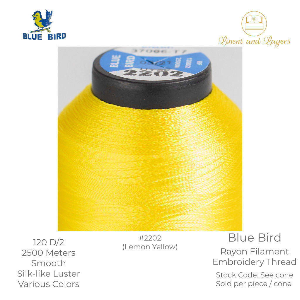 Blue Bird Embroidery Thread (2500 Meters) - 120 D/2 - Viscose Rayon Filament